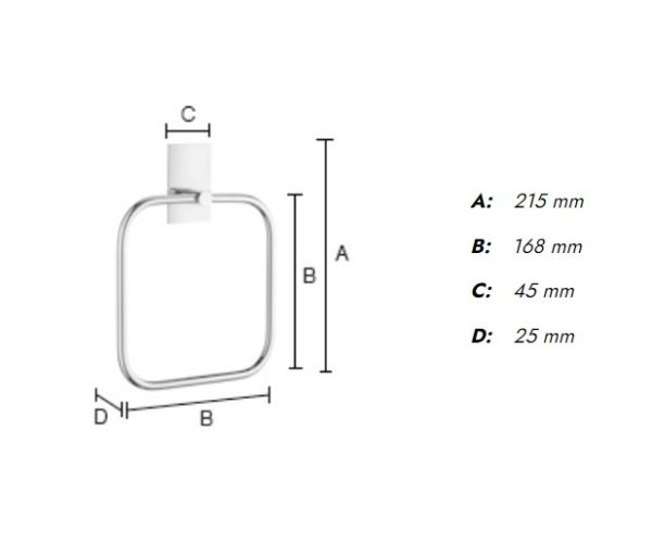 Smedbo Square selbstklebender Handtuchring, 16,8x16,8cm, schwarz