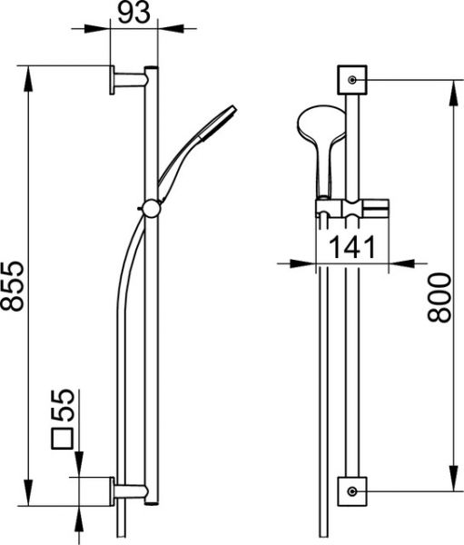 Keuco IXMO Brause-Set, Rosetten eckig, 855mm, chrom