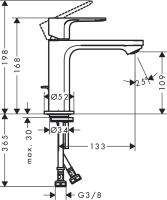 Vorschau: Hansgrohe Rebris S Einhebel-Waschtischarmatur 110 CoolStart mit Metall Zugstangen-Ablaufgarn., chrom