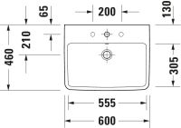 Vorschau: Duravit Duravit No.1 Waschtisch rechteckig 60x46cm, mit Hahnloch, mit Überlauf, weiß 2375600000