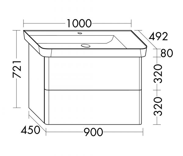Burgbad Iveo Mineralguss-Waschtisch mit Waschtischunterschrank, 2 Auszüge, 100cm SFEO100LF2833C0001G0161