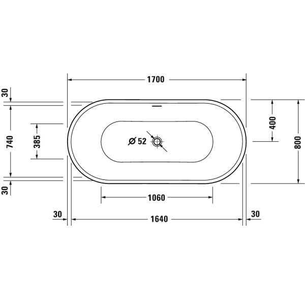 Duravit DuraSenja freistehende ovale Badewanne 170x80cm, weiß 700583000000000