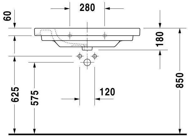 Duravit D-Code Waschtisch 85x48cm, ohne Überlauf, ohne Wondergliss, weiß 03528500002