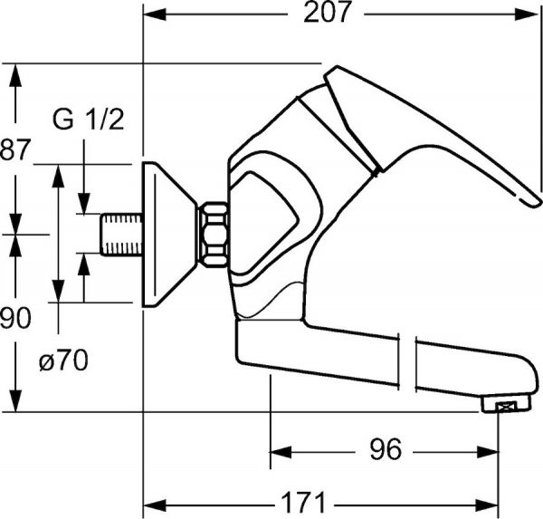 Hansa Hansamix Waschtisch-Einhand-Wandbatterie, Kristallklarer Laminarstrahl, Ausladung 171mm, chrom