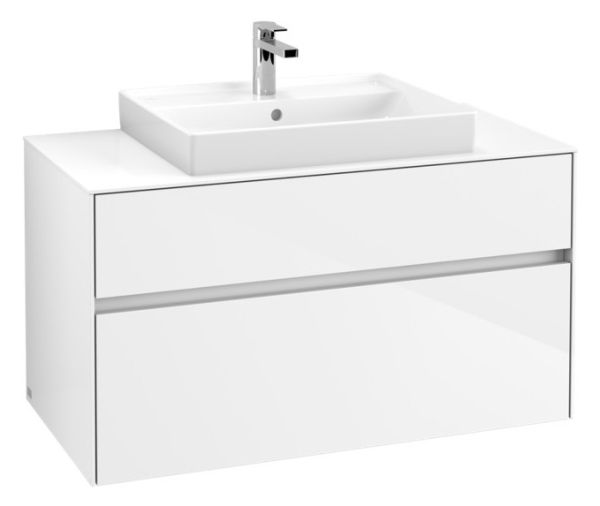 Villeroy&Boch Collaro Waschtischunterschrank passend zu Aufsatzwaschtisch 4A336G, 2 Auszüge, 100cm, weiß C01900DH