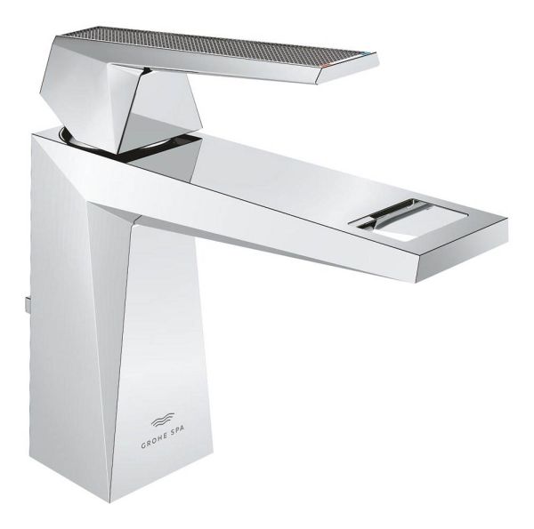 Grohe Allure Brilliant Einhand-Waschtischbatterie M-Size mit Rändelstrukturgriff und Ablaufgarnitur, chrom 24397000