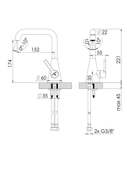 Steinberg Serie 315 Waschtisch-Einhebelmischer ohne Ablaufgarnitur