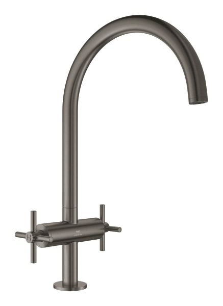 Grohe Atrio 2-Griff-Spültischbatterie mit Kreuzgriffe, C-Auslauf, hard graphite gebürstet 30609AL0