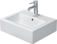 Duravit Vero Handwaschbecken rechteckig 45x35cm, 1 Hahnloch, mit Überlauf, WonderGliss, geschliffen, weiß 07044500271