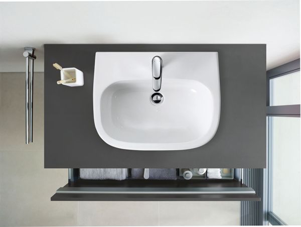 Duravit D-Code Einbauwaschtisch rechteckig 54,5x43,5cm, mit Hahnloch und Überlauf, weiß 0337540000