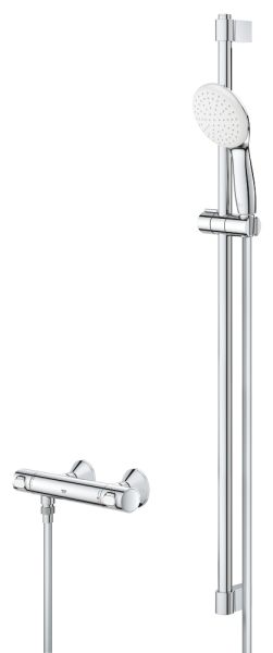 Grohe Grohtherm 500 Thermostatbatterie mit Brausegarnitur 90cm, chrom