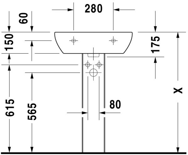 Duravit D-Code Waschtisch 55x43cm, mit Überlauf, ohne Wondergliss, weiß 2310550000