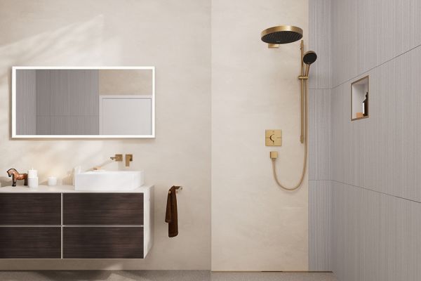 Hansgrohe XtraStoris Individual Wandnische mit Designrahmen 300/300/100, weiß matt/brushed bronze