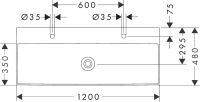 Vorschau: Hansgrohe Xelu Q Waschbecken 120x48cm mit 2 Hahnlöchern, ohne Überlauf, weiß