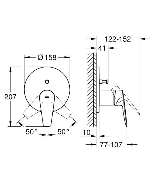 Grohe BauEdge Einhand-Wannenbatterie, Unterputz, chrom