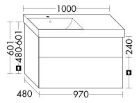 Burgbad Sys30 Waschtischunterschrank 97cm zu Catalano Zero 10SZEUP links mit Ablage rechts WYLR097L