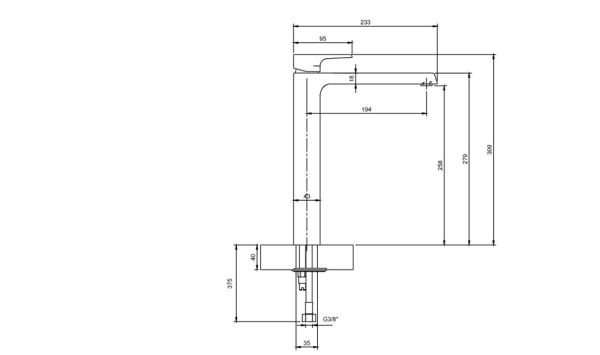 Villeroy&Boch Liberty Waschtischarmatur für Aufsatzwaschbecken, Ausladung 194mm, chrom TVW10700600061