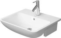 Vorschau: Duravit ME by Starck Halbeinbauwaschtisch 55x45,5cm, 1 Hahnloch, WonderGliss, weiß seidenmatt 03785532001