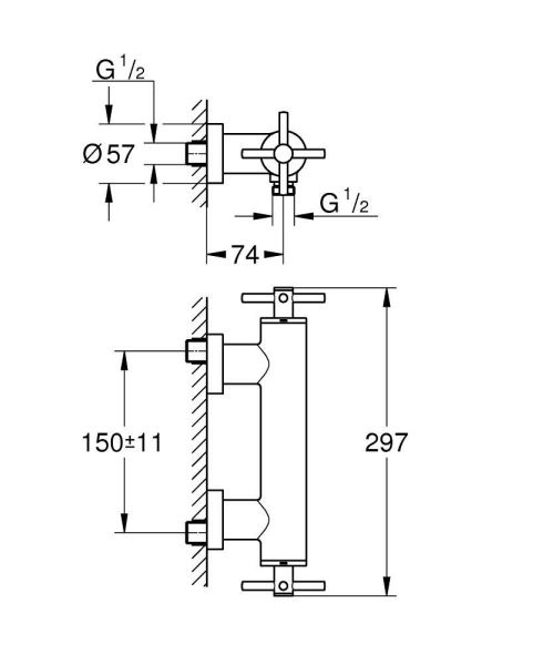 Grohe Atrio 2-Griff-Duscharmatur, Aufputz