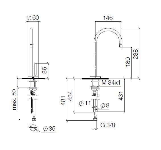 Dornbracht Tara hot & cold water dispenser Küchenarmatur