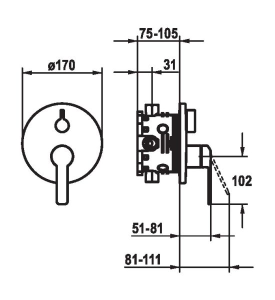 KWC DOMO 6.0 Fertigmontageset Einhand-Wannenbatterie, mit Sicherungseinrichtung, chrom