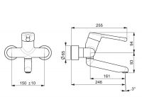 Vorschau: Hansa Hansamedipro Waschtisch-Einhand-Wandbatterie, Objekthebel, 246mm, chrom