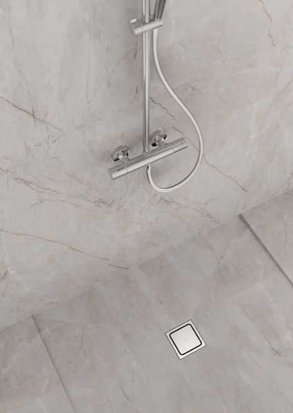 Hansgrohe RainDrain Spot Komplettset 15/15cm Punktablauf & Installationsset, edelstahl gebürstet