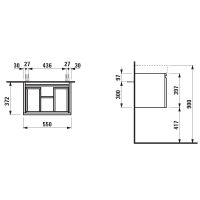 Vorschau: Laufen Pro S Waschtischunterschrank 1 Schublade für Waschtisch 818959, weiß matt H4830310954631