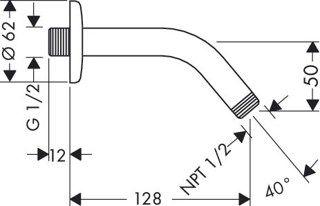 Hansgrohe Brausearm 13cm, chrom