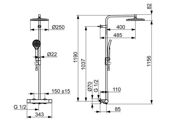 Hansa Hansaviva Duschsystem Brause-Thermostat-Batterie, schwarz matt