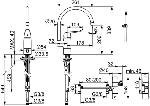 Hansa Hansacare Hybrid Spültisch-Elektronik-Einlochbatterie mit Digitalem Power Modul, chrom