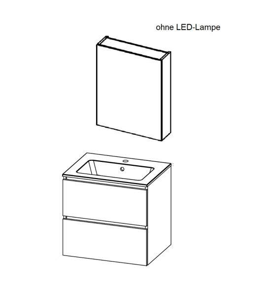 RIHO Spring Dew Waschtisch mit Unterschrank 60x46cm, Spiegelschrank und 2 Schubladen