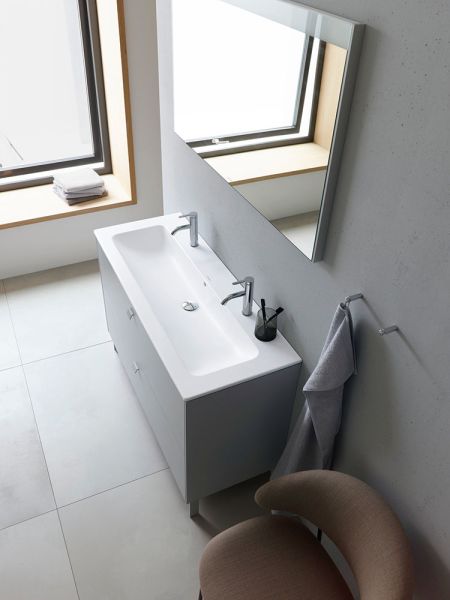 Duravit ME by Starck Waschtisch rechteckig 123x49cm, mit 2 Hahnlöchern, mit Überlauf, weiß 2361120024