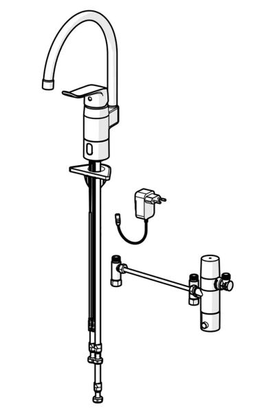 Hansa Hansacare Hybrid Spültisch-Elektronik-Einlochbatterie, Netzbetrieb, chrom