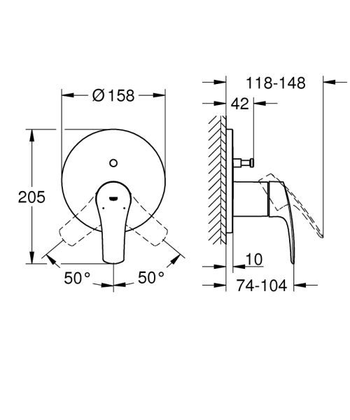 Grohe Eurosmart Einhand-Wannenbatterie, chrom