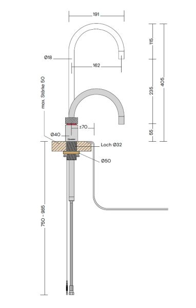 Quooker Nordic Round single tap Kochend-Wasserhahn ohne Mischbatterie, rund